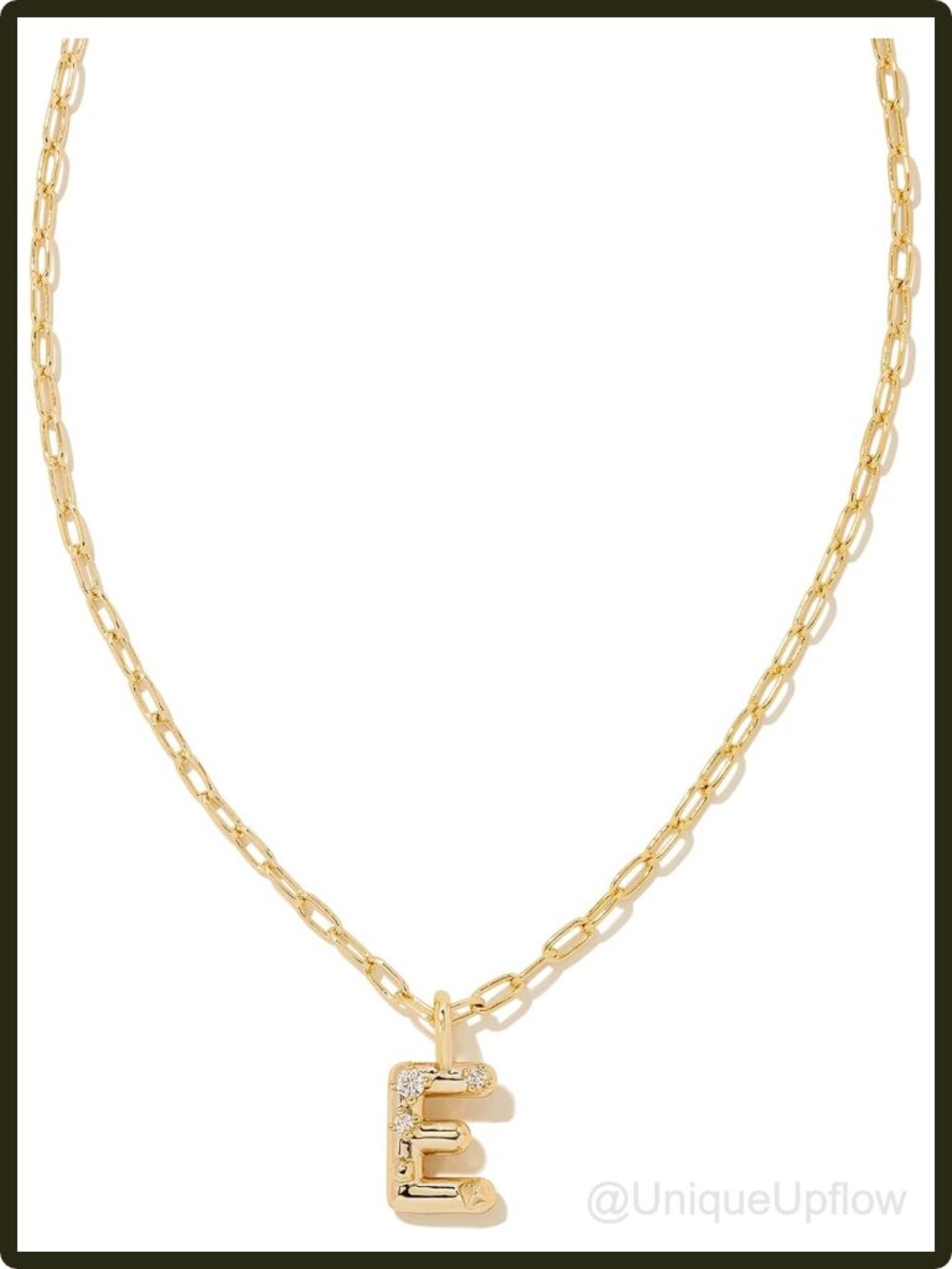 Kendra Scott Crystal Letter E Short Pendant Necklace Gold Plated Brass